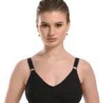 Vixense Women's Cotton Bra C Cup Plus Size Non- Padded Wire Free Full Coverage for Heavy Bust Ladies Daily Use -Black