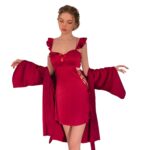 Vixense Satin Babydoll Lingerie Set with Robe