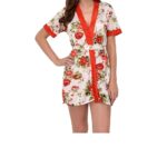 Vixense Satin Nighty with Robe RED Honeymoon Dress for Woman