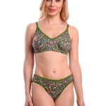 Vixense Soft Women Green Bra & Penty Bridal Innerwear Set