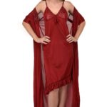 Red Satin 4-Piece Nightwear Set for Women - Honeymoon Sleepwear
