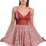 Vixense Women's Nylon All over Printed Lingerie